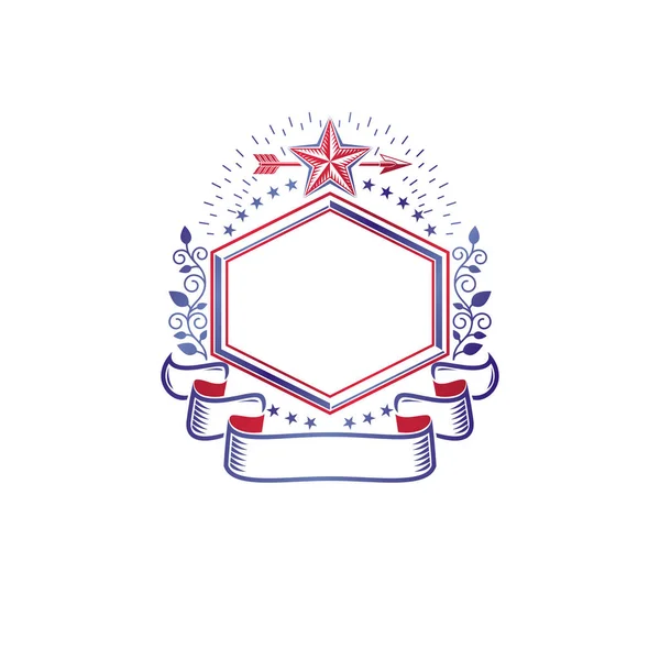 Grafisk Symbol Dekorerad Med Militära Star Och Enkla Band Heraldiska — Stock vektor