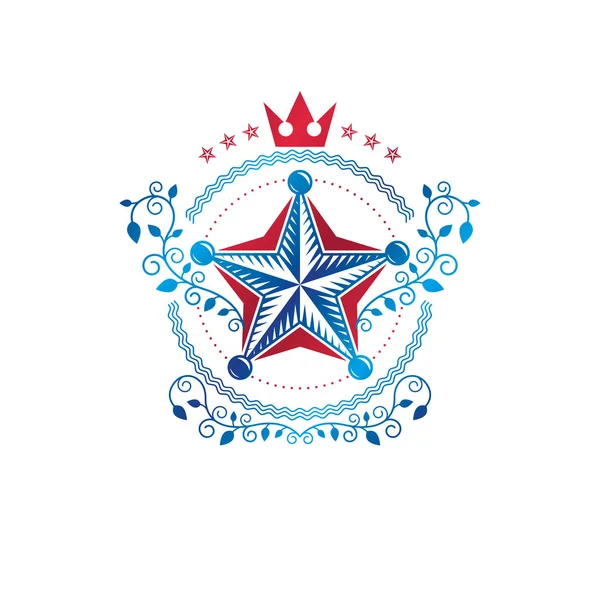 Emblema Estrella Militar Símbolo Del Premio Victoria Creado Con Corona — Vector de stock