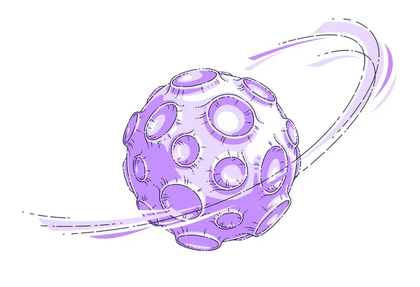 Pequeno Planeta Fantástico Vetor Desenhos Animados Com Crateras Asteróides Chuvas — Vetor de Stock