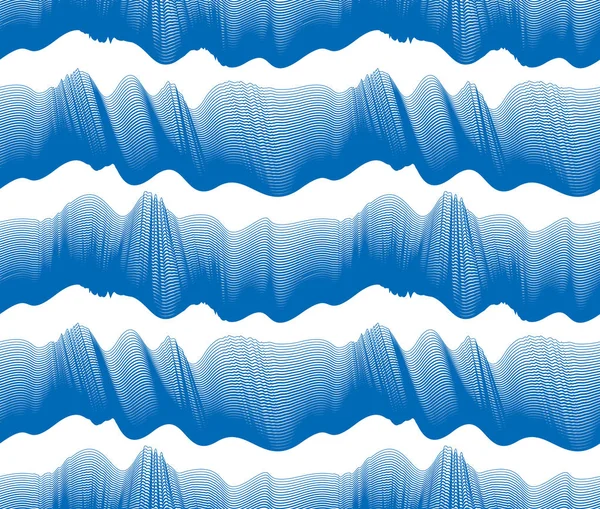 波浪无缝图案 矢量水流曲线线抽象重复无尽背景 蓝色韵律波浪 — 图库矢量图片