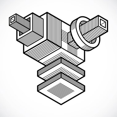 3D mühendislik vektör soyut şekli küpler ve geometrik formlar yapılır. 