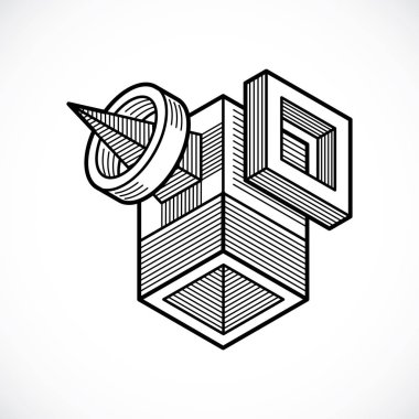 3D mühendislik vektör, soyut şekli küpler ve geome kullanılarak yapılan