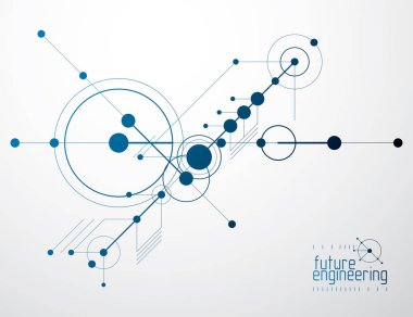 Teknolojik vektör duvar kağıdı çizgiler ile daireler yapılmış mühendislik. Şablon ve düzeni için modern geometrik kompozisyon. Teknik arka plan.