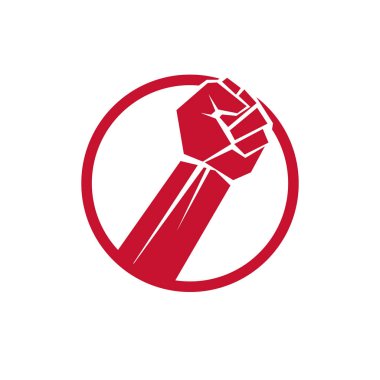 Güçlü bir adam yumruk ile oluşturulmuş vektör çizim. İnsanlar gösteri, onların hakları ve özgürlük için mücadele.