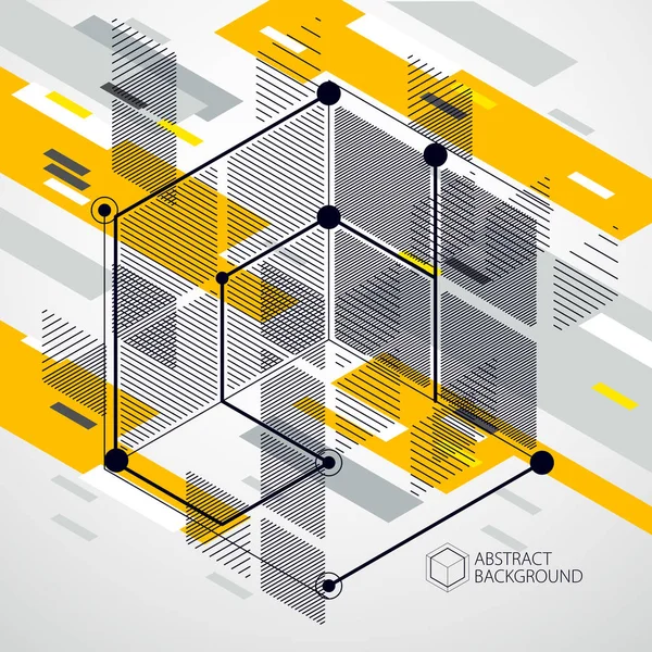 Desenho Vetorial Sistema Industrial Amarelo Criado Com Linhas Cubos Composição — Vetor de Stock