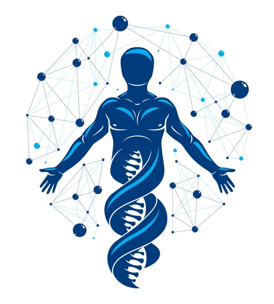 Ilustração Gráfica Vetorial Humano Feito Como Continuação Cadeias Dna Individualidade —  Vetores de Stock