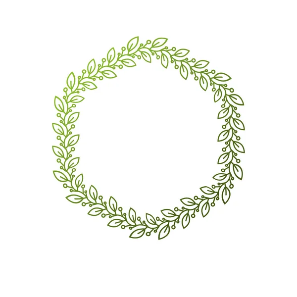 Premio Vintage Marco Circular Decorado Con Hojas Árbol Verde Etiqueta — Vector de stock