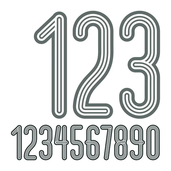 Conjunto Elegante Disco Dígitos Vetoriais Coleção Numerais Modernos Números Altos — Vetor de Stock