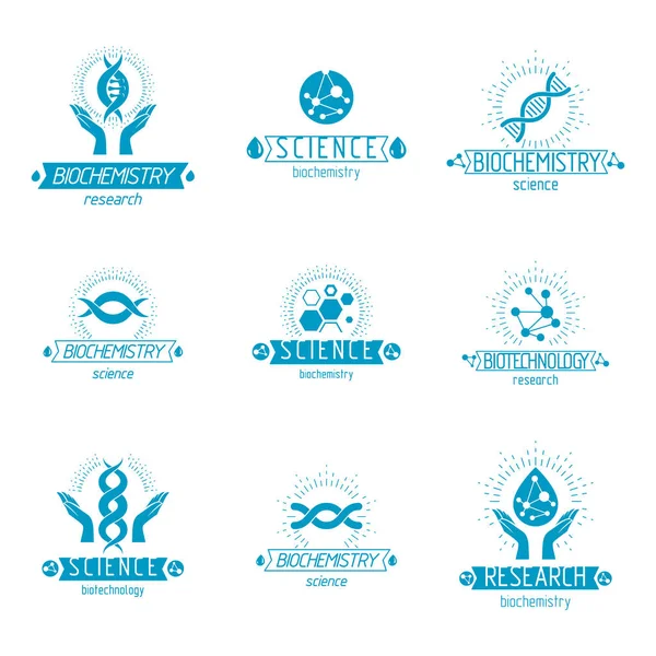 Ensemble Modèles Vectoriels Molécules Adn Humain Collection Logotypes Entreprises Créés — Image vectorielle