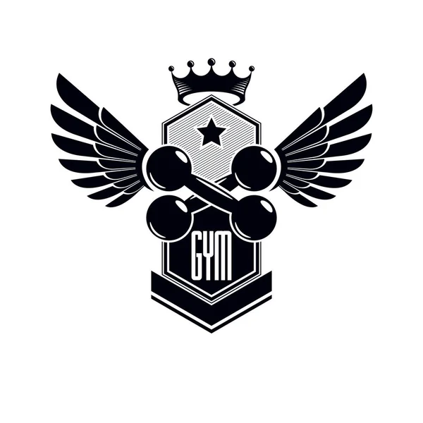 Logotipo Deportivo Para Gimnasio Levantamiento Pesas Gimnasio Emblema Vectorial Estilo — Archivo Imágenes Vectoriales