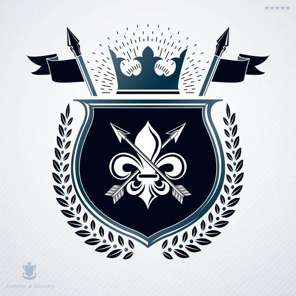 Vintage Decorative Emblem Heraldic Vector Composition — Stock Vector