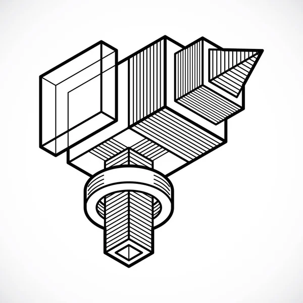 3D engineering vector, abstracte vorm gemaakt met behulp van kubussen en geome — Stockvector