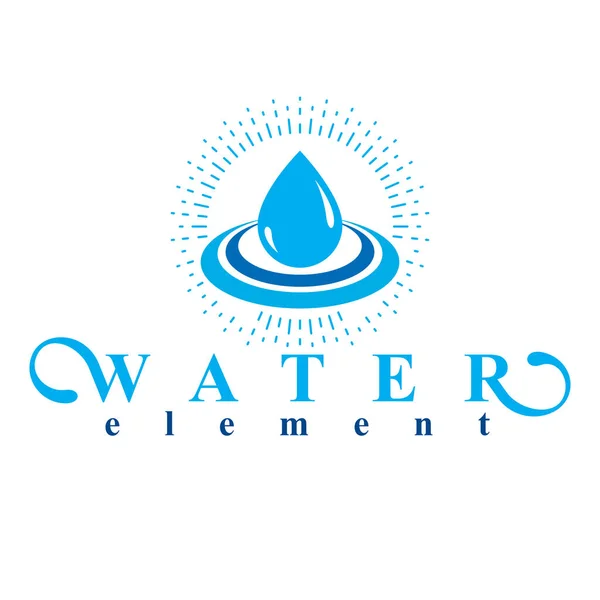 Vector Blå Klart Vatten Droppe Logotyp För Business Emblem Spa — Stock vektor