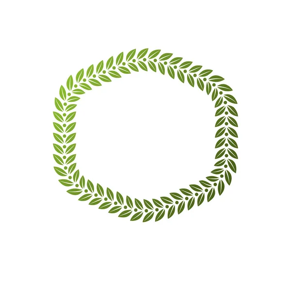 奖复古六角框架与绿叶 矢量复古风格标签 在白色背景下分离的纹章徽 — 图库矢量图片