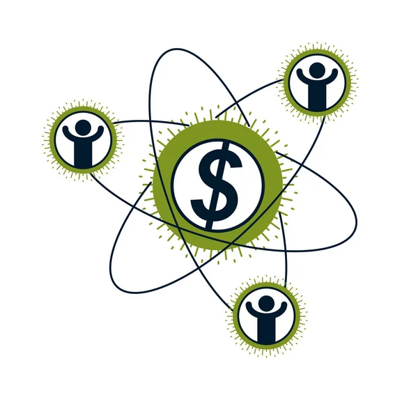 Logo Conceptuel Système Financier Symbole Vectoriel Unique Signes Dollar Circulation — Image vectorielle