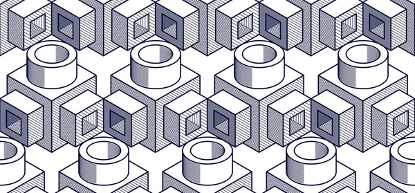 Geometrik Küpler Soyut Dikişsiz Desen Boyutlu Vektör Arkaplan Teknoloji Stili — Stok Vektör