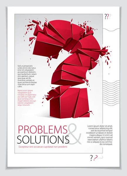 Broken Question Mark Exploding Brochure Query Breaking Pieces Vector Realistic — Stock Vector