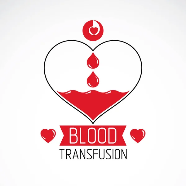 Vector Illustration Heart Shape Blood Transfusion Concept Charity Volunteer Conceptual — Stock Vector