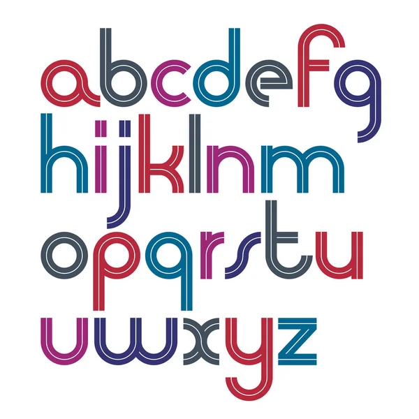 Set Vector Rounded Lower Case English Alphabet Letters White Stripe — 스톡 벡터