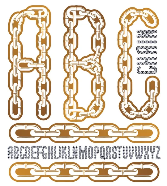 Vektör yoğun, uzun yazı tipi. Sanat yaratma için trendy patlama. Sermaye dekoratif harf abc bağlı zinciri bağlantı kullanılarak oluşturulan.