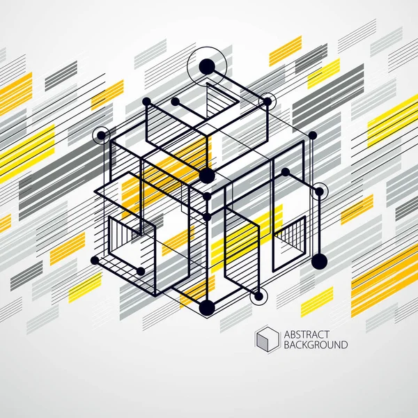 Geometrische Technologie Vektor Gelbe Zeichnung Hintergrundbild Illustration Des Technischen Systems — Stockvektor