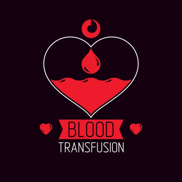 Vectorillustratie Van Hart Vorm Blood Transfusion Concept Liefdadigheid Vrijwilliger Conceptuele — Stockvector