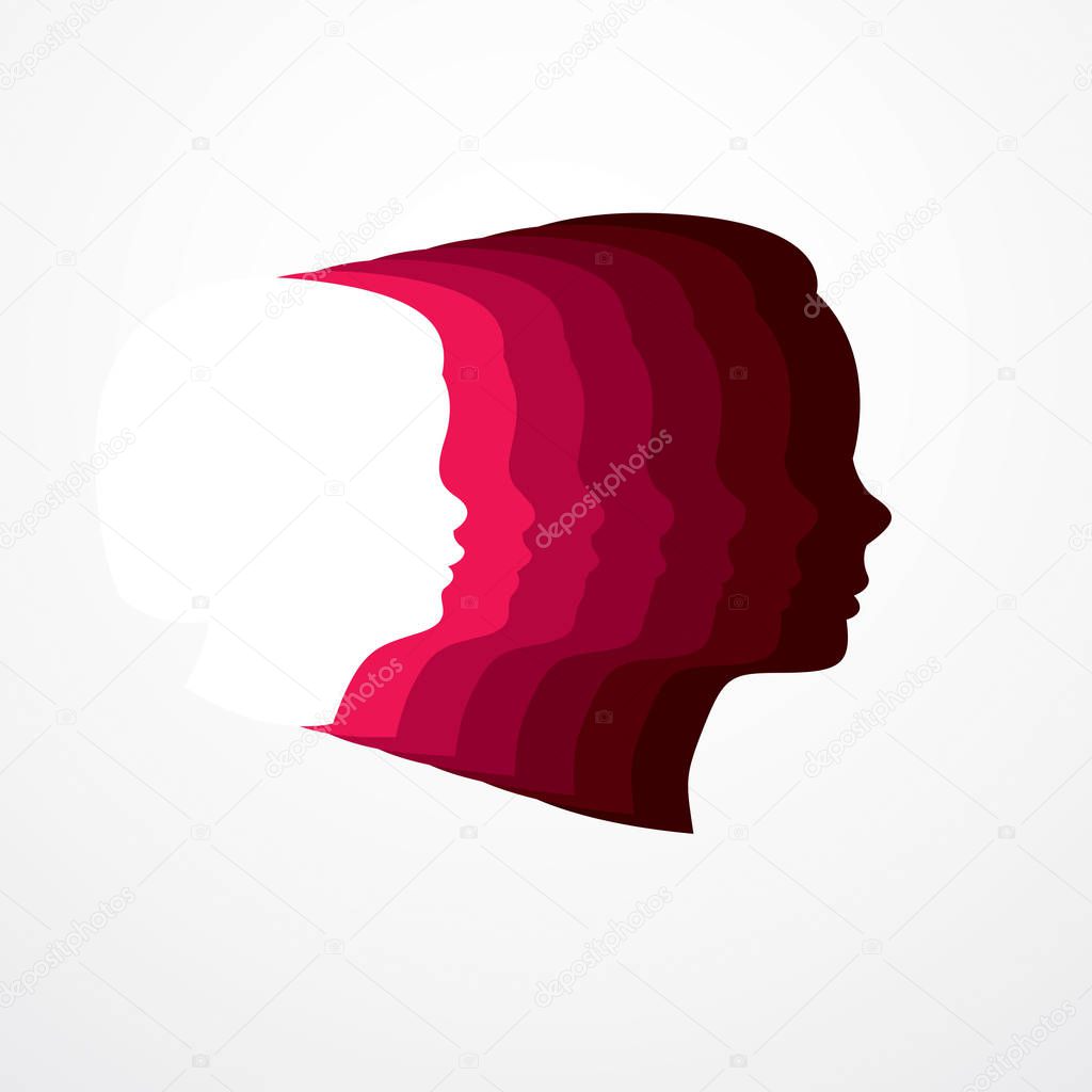 Vector simple classic logo design from infancy to maturity, Girl maturation age years concept, adulthood idea,, periods and cycle of life, growing old