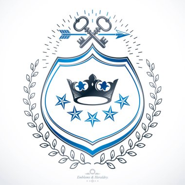 Taç, hanedan amblemi, vektör çizim ile eski stil hanedanlık armaları.