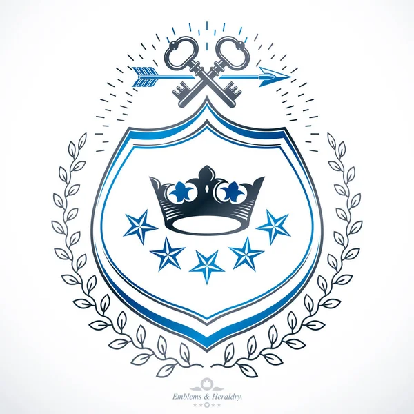 Heráldica Estilo Antiguo Con Corona Emblema Heráldico Ilustración Vectorial — Vector de stock