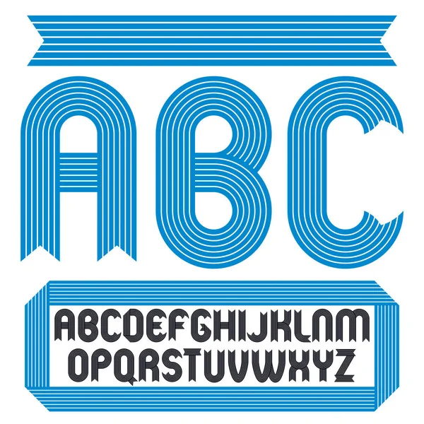 クールなベクター英語のアルファベット大文字ロゴ デザイン 新聞のためのセットです ストライプの装飾で作られました — ストックベクタ