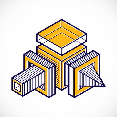 3D tasarım, soyut vektör boyutlu küp şekli.