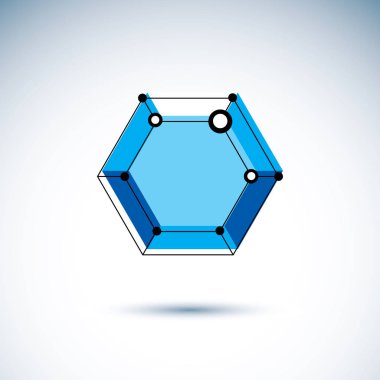 Yeni teknoloji sembol. Soyut izometrik inşaat, düşük poli vektör çizim.