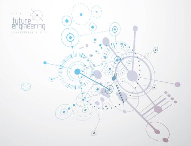 Mekanik düzeni, vektör çizim daireler ve geometrik parçalar mekanizması ile mühendislik. Web tasarım ve duvar kağıdı için teknik planı 