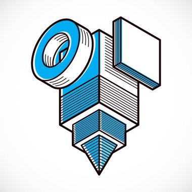 Üç boyutlu mühendislik inşaat, soyut vektör trigonometrik şekli.