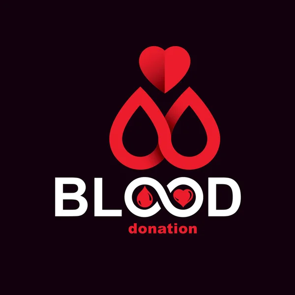 Inscripción Donación Sangre Aislada Blanco Creada Con Gotas Sangre Rojas — Vector de stock