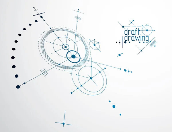 机械工程技术矢量抽象背景 具有创新工业方案的控制论抽象 — 图库矢量图片