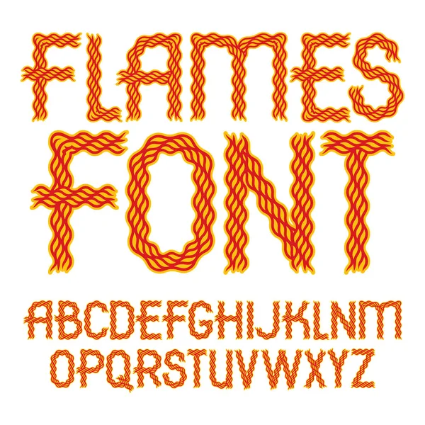 Satz Von Vektorbuchstaben Großbuchstaben Isoliert Mit Heißem Flammendesign — Stockvektor