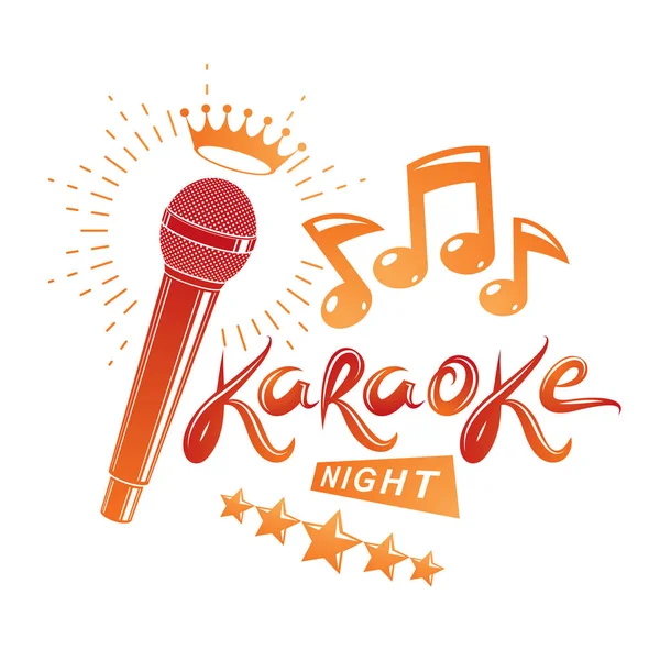 Noite Karaoke Discoteca Vetor Discoteca Convite Folheto Criado Com Microfone — Vetor de Stock