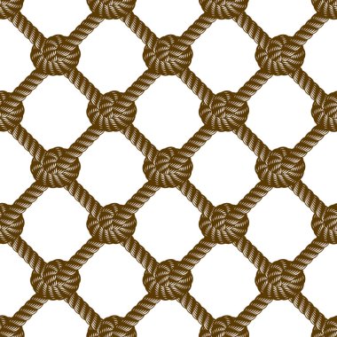 İp seamless modeli, trendy vektör duvar kağıdı arka plan. Balıkçılık net süsleme ve deniz deniz mili ile sonsuz Donanma illüstrasyon