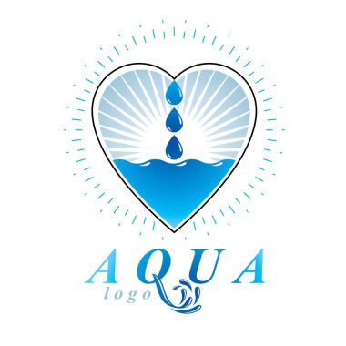 Okyanus tazelik tema vektör logo. Su reklam kaydedin. Bir arada bulunma kavramı, insan ve doğa.