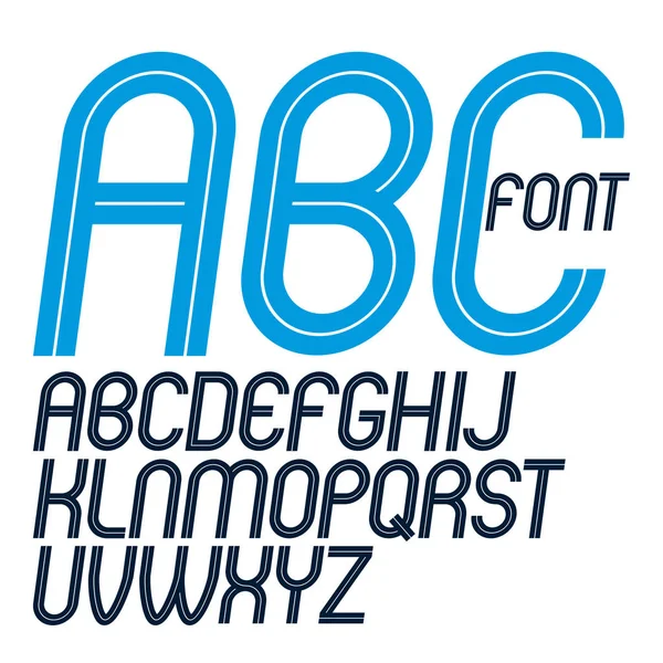 Set Van Vector Hoofdletters Afgerond Delicate Engelse Alfabetletters Gemaakt Met — Stockvector