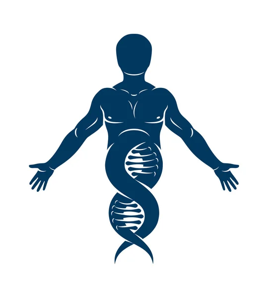 Vektorillustration Mänskliga Skildras Som Dna Strandar Fortsättning Molekylär Bioteknik Koncept — Stock vektor