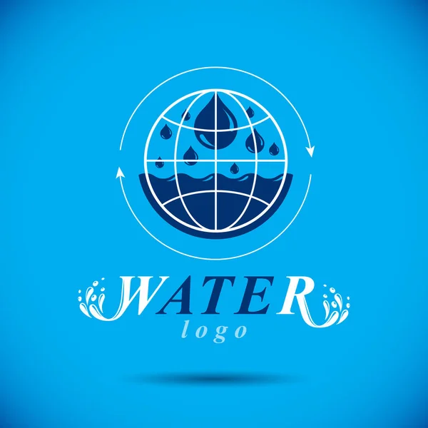 Logo Vector Ecología Acuática Pura Tema Reservas Agua Humana Concepto — Vector de stock