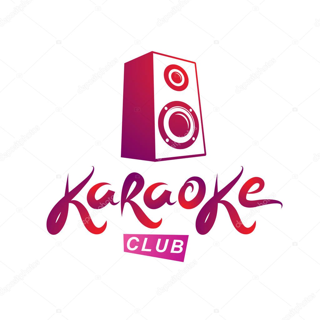Karaoke club emblem composed using subwoofer vector illustration, musical equipment