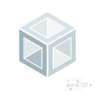 Vektör modern geometrik grafik kompozisyonu şablon ve düzen olarak kullanılabilir. Grafik şekli, küpü olan soyut teknik arkaplan.