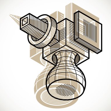 Soyut vektör geometrik formu, 3d yaratıcı şekil.