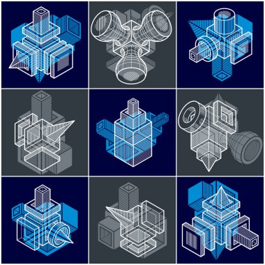 3d tasarımlar, soyut vektör şekilleri ayarla.