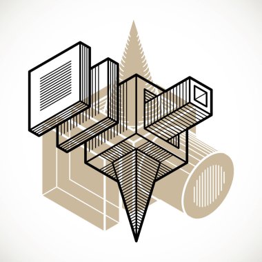 3D mühendislik vektör, soyut şekli küpler ve geometrik formlar kullanılarak yapılan.