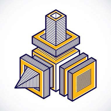 Soyut trigonometrik inşaat, vektör boyutlu tasarım şablonu.