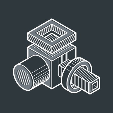 İzometrik soyut vektör boyutlu şekli, poligonal şekil